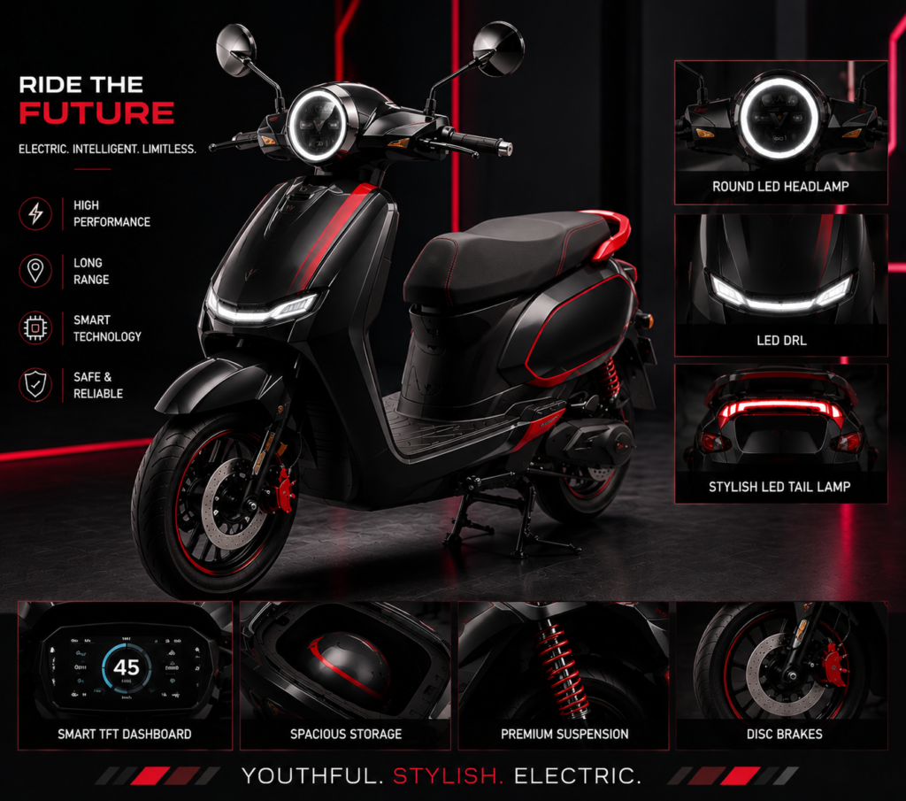 black & red scooty